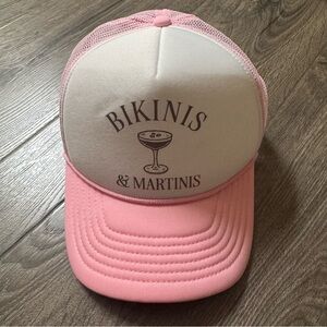 Pink and White Bikinis & Martinis Trucker Hat